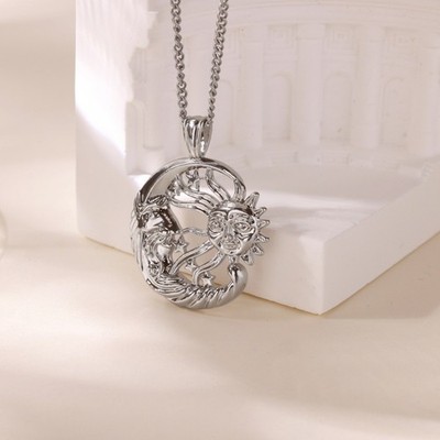 Lagenlook Sonne Mond Stern Halskette Damen Vintage Stil Legierung O Kette Schmuck