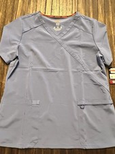 Dickies EDS Women's V-Neck Scrub Top BLUE SIZE large shirt