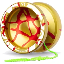 V3 Aluminum Yoyo with Dual Modes for Kids & Adults - Stunning Gold Red Splash