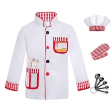 Chef Costume for Boys Girls Pretend Chef Outfit for Carrer Day Halloween 100t...