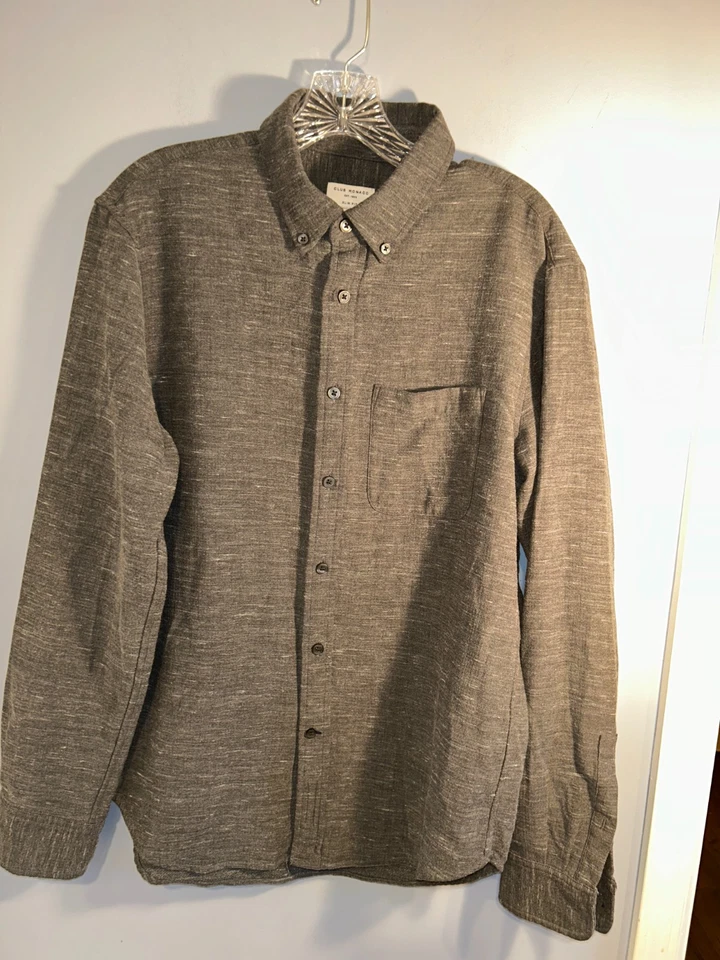Club Monaco Slim Fit Grey Button Down Shirt, Men's Medium - Image 2 of 4