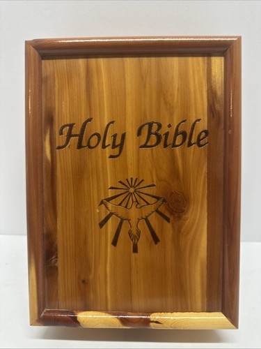 Wooden Cedar Holy Bible Storage Box Union Made 9.5"