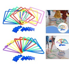 10 Pieces Hopscotch Rings Bean Bag Exercise with Connector Ring Toss Game for