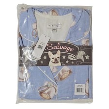 PJ Salvage Flannel Pajama Set Coffee Women XL Sky Blue Top  Pants NWT  