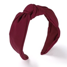 Etercycle Knotted Wide Headband for Women Elastic Yoga Hair Band, Wine Red