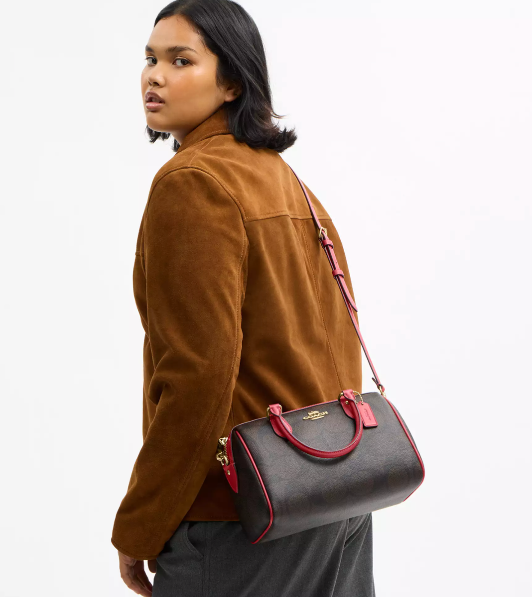 COACH CCD76 Rowan Satchel Bag In Maxi Signature Canvas & Leather