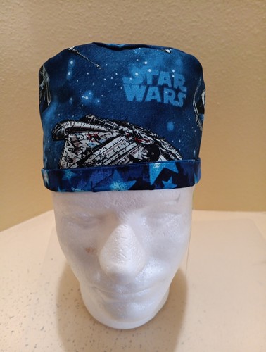 Star Wars Ships Blue Men's Skull/Chemo Surgical Scrub Hat/Cap Handmade - Picture 2 of 7