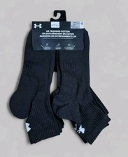 UNDER ARMOUR Mens Socks 1/4 Crew Cushion Arch Support 6 Pair Shoe Size 13-16 