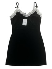 Forever 21 Velvet Lace Mini Dress Black/White Size L NWT Y2K Goth