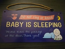 Baby Sleeping Sign For Front Door Please Do Not Knock Or Ring Doorbell Wood