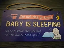 Baby Sleeping Signs For Front Door Please Do Not Knock Or Ring Doorbell Wood
