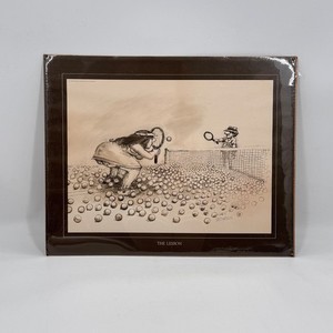 1975 Gary Patterson The Lesson Print Tennis Cartoon Illustration Thought Factory