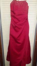 Davids Bridal Gown Burgundy Red convertible straps or strapless Wrap dress sz 4 