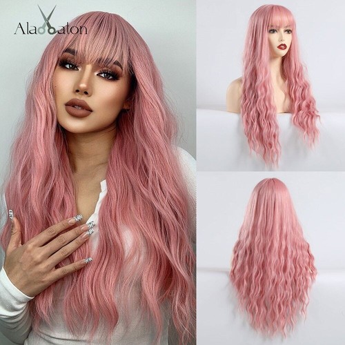 Honey Brown Highlight Synthetic Wigs for Women Long Wavy Wigs with Bangs Cosplay - Picture 9 of 53