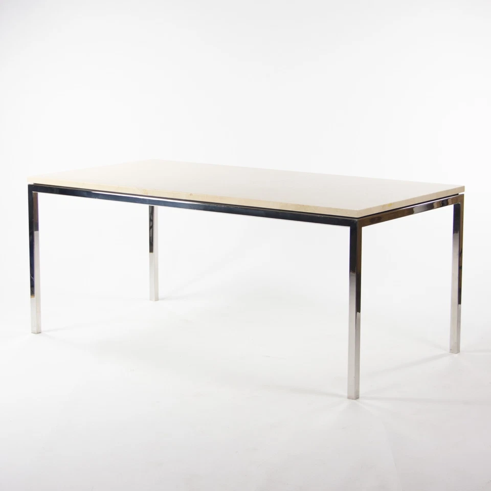 2011 Beige Granite 6x3 ft Meeting Dining Conference Table Stainless Base Knoll  - Image 3 of 4