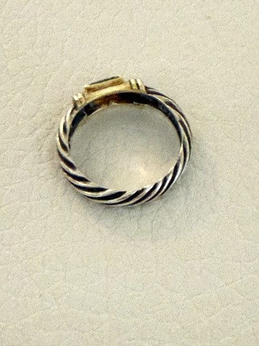David Yurman Topaz 14 Karat Gold Sterling Silver Cable Stack Ring 6.5 - Picture 3 of 5