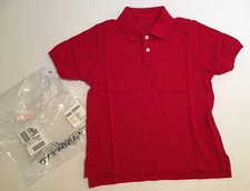NWT Lands' End Little Kids M 5-6 Red Pique Mesh Short Sleeve Uniform Polo Shirt
