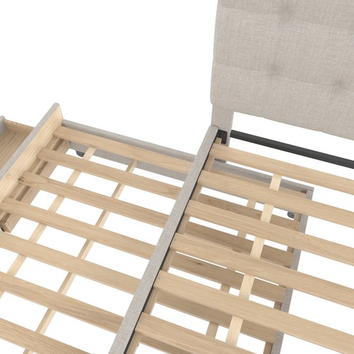 Polsterbett 140x200 Bettgestell mit 90x200 Ausziehbett Bett mit Bettkasten Beige - Bild 6 von 11