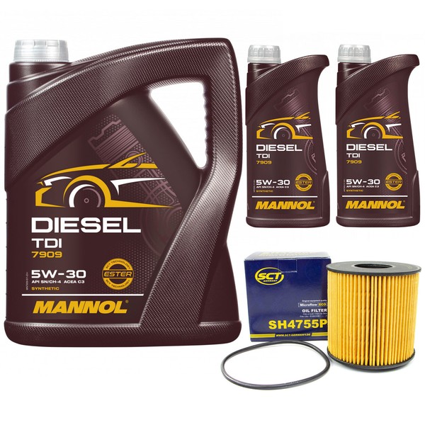 MotoröL Set Mannol Diesel Tdi 5W-30 Api 7 Liter + ÖLfilter FüR Renault Master Ii-image