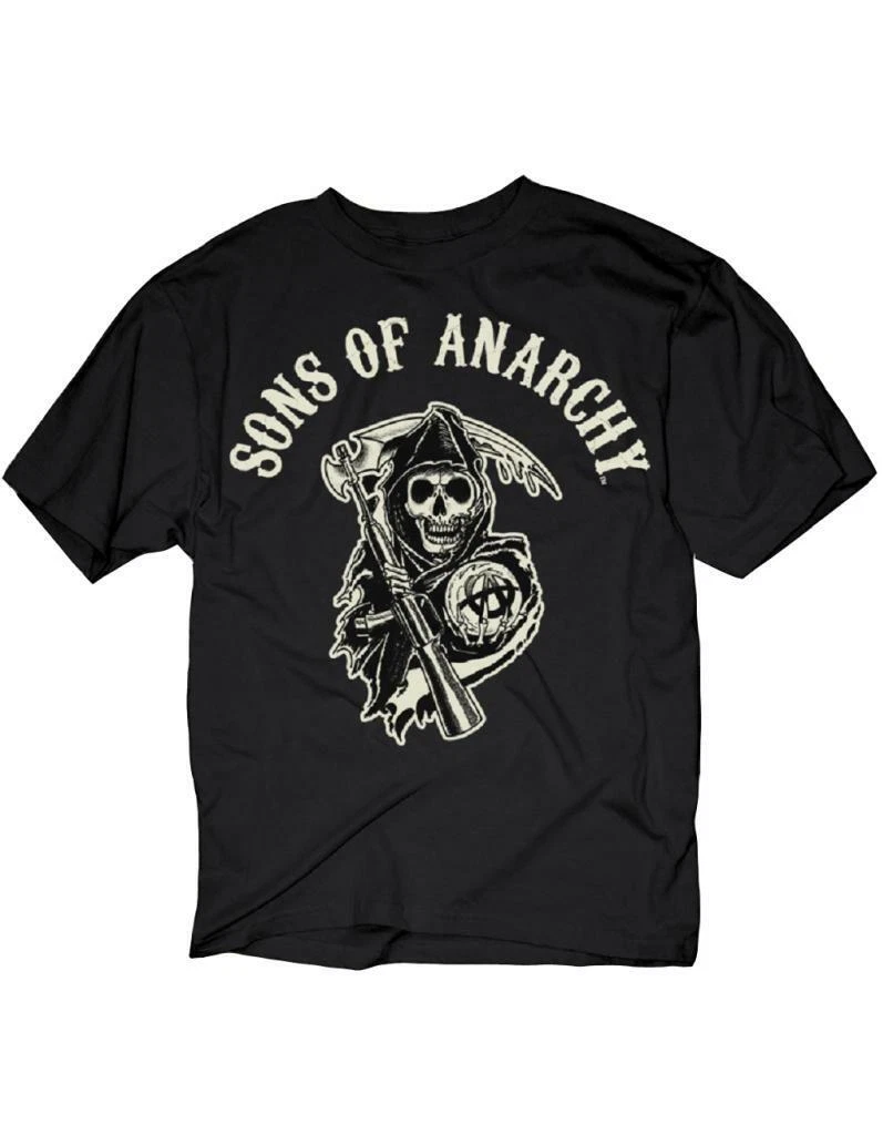 Adult Men s TV Show Sons of Anarchy S.O.A. Beige Logo Charcoal T