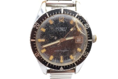 Vtg Dorset Diver Watch Mens 36mm Silver Tone 17 Jewels Date Water Resistant 7.5''