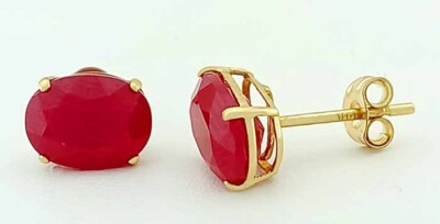 ECHTE 4,36 kt RUBIN OHRSTECKER 14 K GOLD - kostenlose Zertifikat Bewertung
