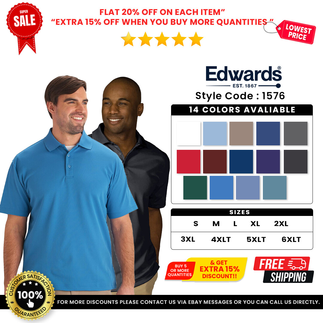 Edwards Garments 1576 Men's Hi Performance Mesh Short Sleeve Polo