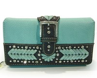 Montana West® Secretary Style, Buckle & Leather Laced Organizer Wallet -tq on sale Montana West® Secretary Style, Buckle & Leather Laced Organizer Wallet -tq on sale