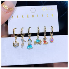 new 6pcs girl princess Cartoon Dangle Earrings Set Fashion Women Party Jewelry