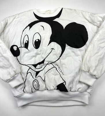 Disney Mickey Mouse Sweater Adult Sz L Reversible 80s Americanwear Double Sided