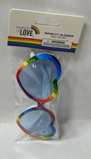 Rainbow Heart Shaped Novelty Glasses Seasons Of Love Blue Tint Dress Up Pride