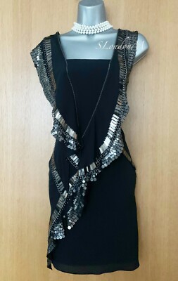 KAREN MILLEN UK 10 Black Silk Beaded Art Deco Downton Flapper Party Dress EU 38 | eBay KAREN MILLEN UK 10 Black Silk Beaded Art Deco Downton Flapper Party Dress EU 38 | eBay