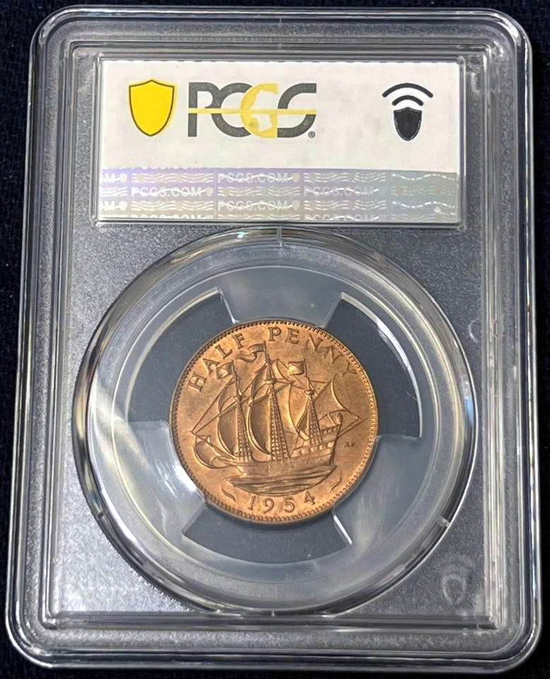 🏆 1954 GREAT BRITAIN HALF PENNY PCGS MS66 RB - TOP POP! FINEST KNOWN! 🏆 - Image 2 of 3