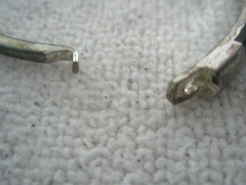 Silver Tone BRACELET w/ Black Enamel Bands & Hinged Closure - Picture 5 of 6