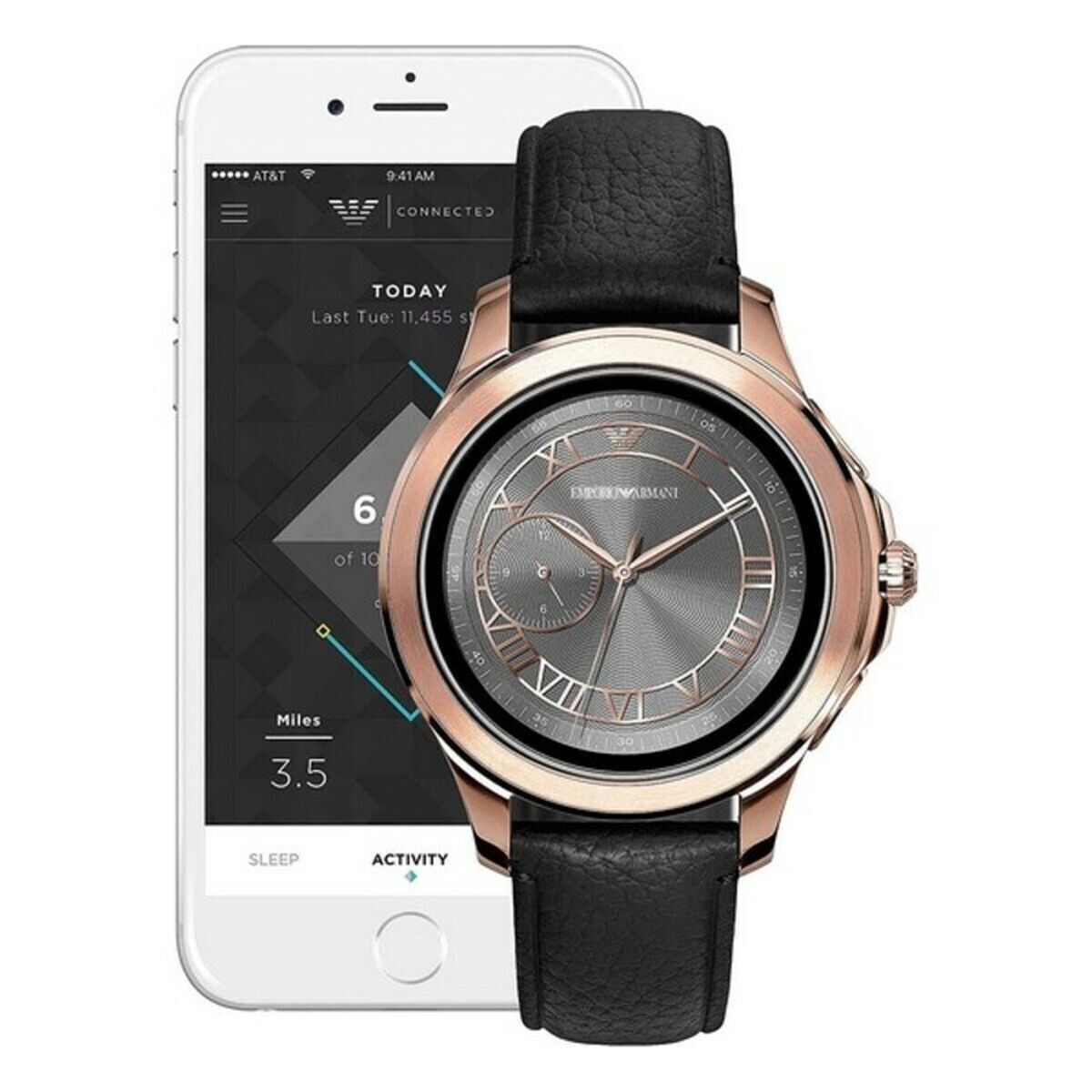 Montre connectée Emporio Armani ART5012 connectivité Wear OS et boîtier en acier noir pour homme