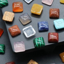 50pcs 10mm Natural Mixed Stone Square CAB CABOCHON Stone for Jewelry Making