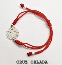 CRUZ ORLADA MEDIANA 2CM PULSERA HILO NYLON ROJO PARRAVICINI PLATA 925ML