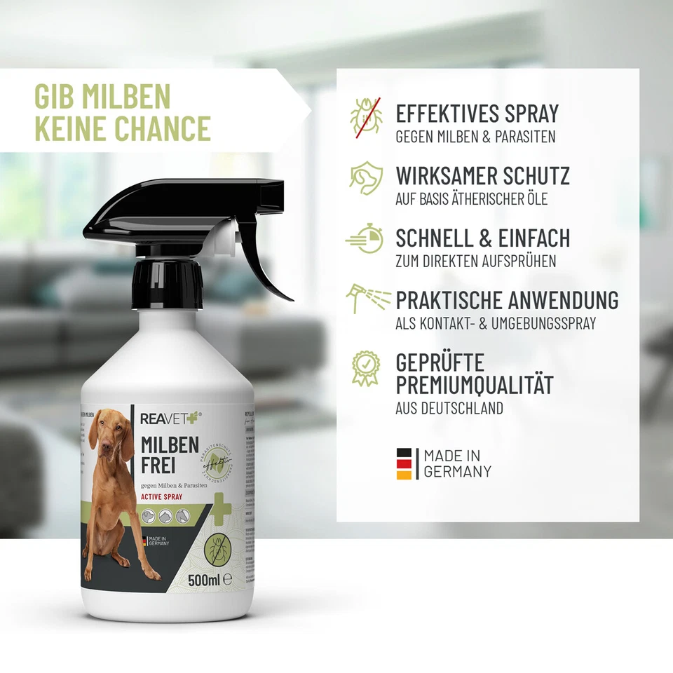 REAVET Milben-Spray für Hunde Katzen & Pferde 500ml Antimilbenspray - Bild 2 von 4