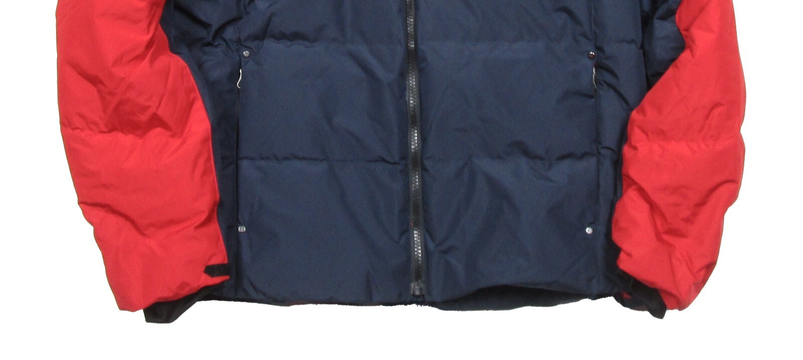 Polo Ralph Lauren Uomo Rosso Navy Colorblock Grande Pony Puffer Giacca con Cappuccio