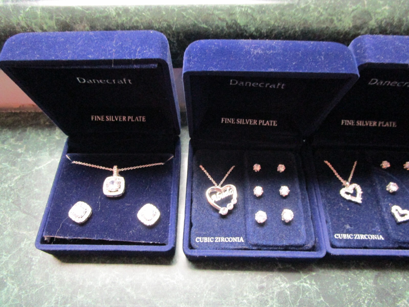 Danecraft Fine Silver Plate Cubic Zirconia Necklace Bracelet Earring Sets Lot 3 eBay