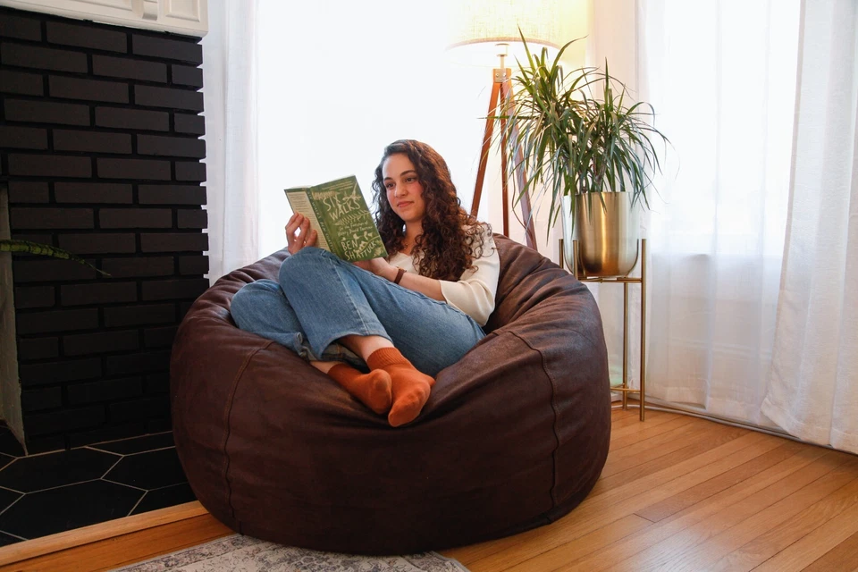 Funda para silla CordaRoy’s Queen Bean Bag solamente – Funda de repuesto de cuero sintético Foto 2 de 2