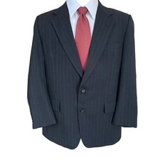 VTG Hart Schaffner Marx Blazer Two Button Wool Pinstripe Sport Coat Jacket 44R