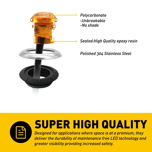 20X Amber 3/4" Round LED Side Marker Clearance Bullet Light for Truck Trailer RV - Picture 6 of 11