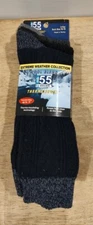 3 Pair Black Men's Wool Blend Extreme Weather Crew Socks Size 10-13 - Retail $26
