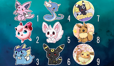 Stickers Cute and Kawaii Eeveelution Pokemon Stickers Eevee 