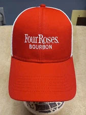 Four Roses Bourbon Cap Adult Adjustable Snap Back Mesh Hat One Size Red & White