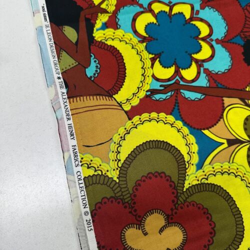 1 Yard Soul Sisters 2015 OOP HTF Alexander Henry Cotton Fabric Yellow Green Blue - Picture 4 of 4