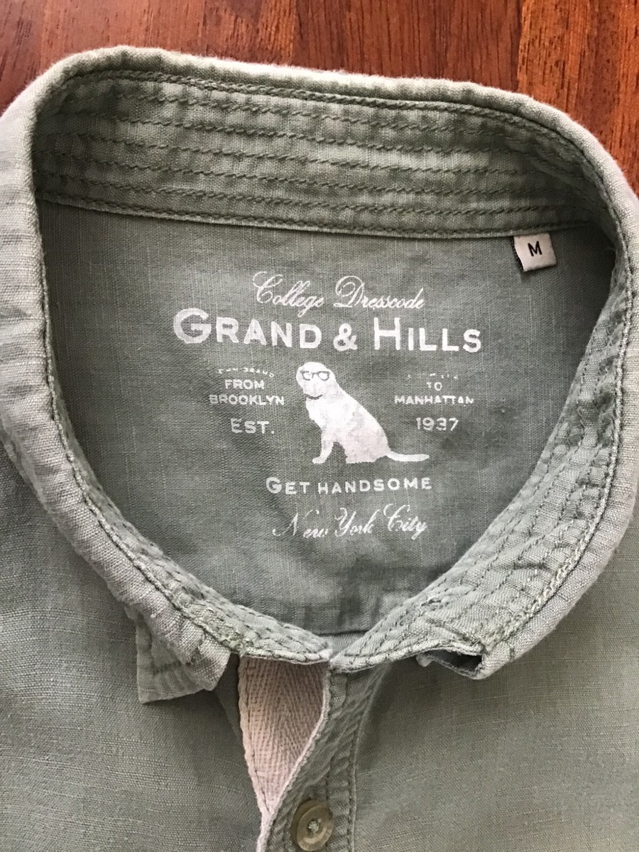 GRAND \u0026 HILLS Camicia da uomo Maglia Estiva misto lino Jersey Shirt size M  | eBay