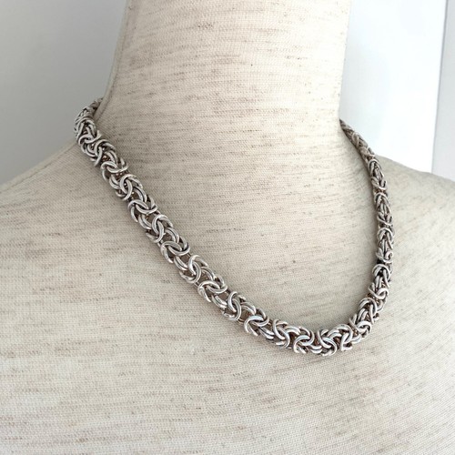Sterling Silver 925 Milor Italy Chunky 10MM Byzantine Link Chain Necklace 18"