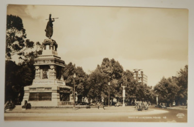 Paseo De La Reforma Mexico Vintage Postcard RPPC Black & White Walk of Reform